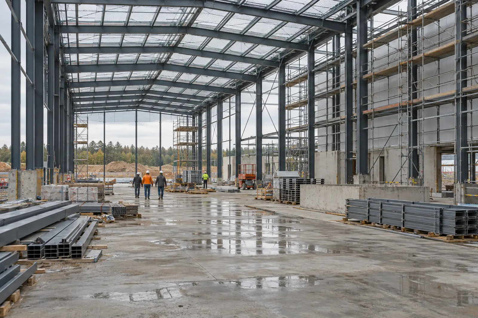 Subcontractor care lucrează pe șantierul unui proiect finanțat din fonduri europene